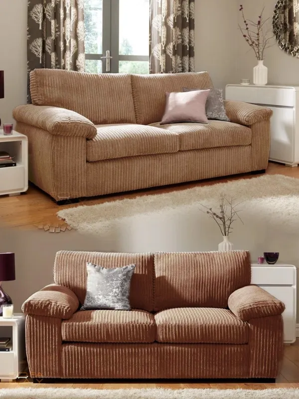 3 Seater 2 Seater Jumbo Cord 3+2 Sofa Suite full Back Amalfi Style