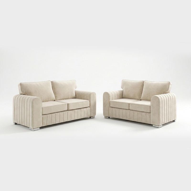 Lofty Lilly Sofa's 3 Seater 2 Seater Cream Sofa Set Moder Plush Velvet Couches