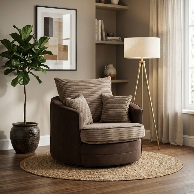 Logon Cuddle Chair – Luxury Oversized Loveseat | Beige/Brown & Grey/Black Options