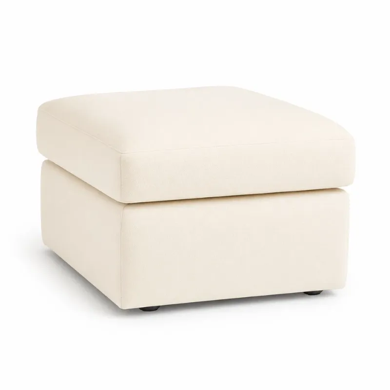 Cream Plush Velvet Foot Rest