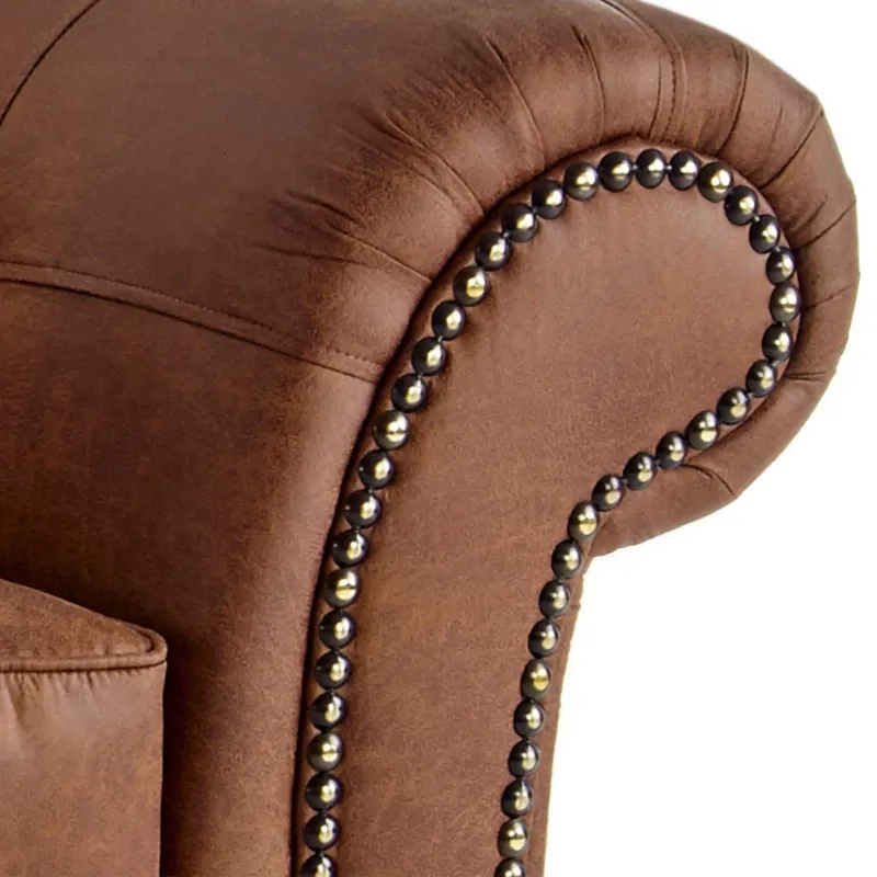 Oakland Suede Leather Brown 2c2 Corner Sofa~ Chesterfield Couch