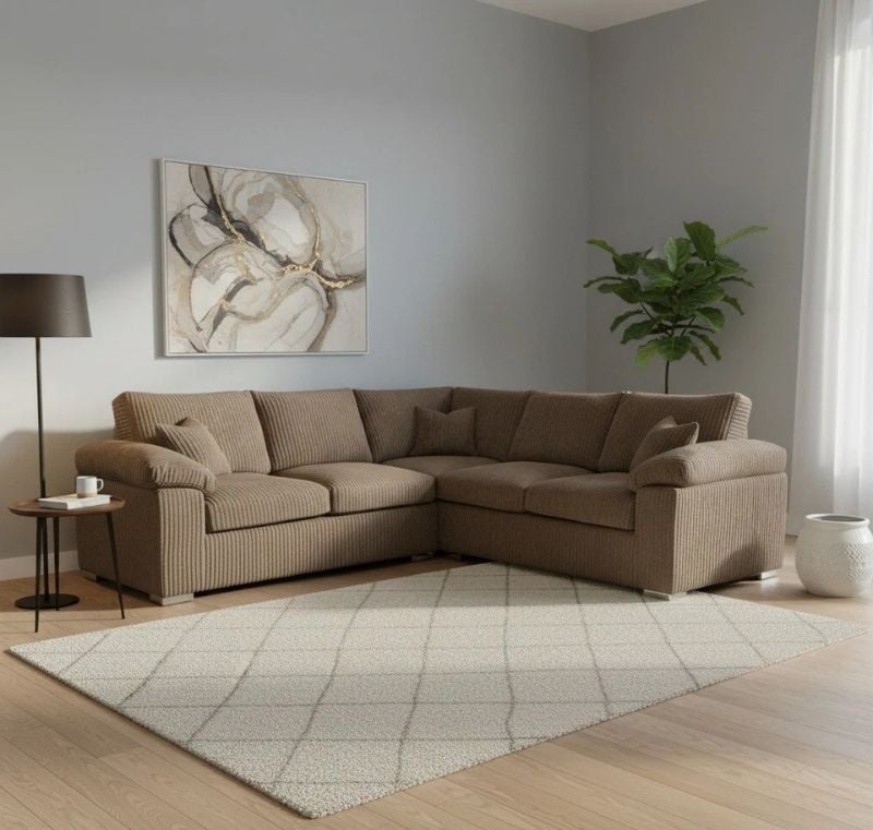 Beige L-Shape Large Corner Couch