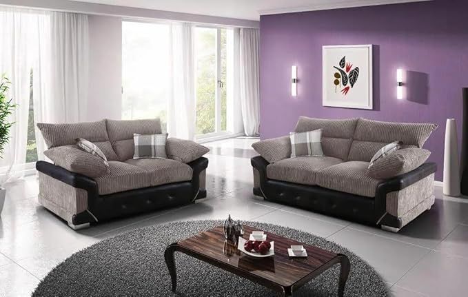 Logann 3+2 Sofa,  Beige  3 and 2 Seater Sofa Suite - Contemporary Lounge Sofa Set