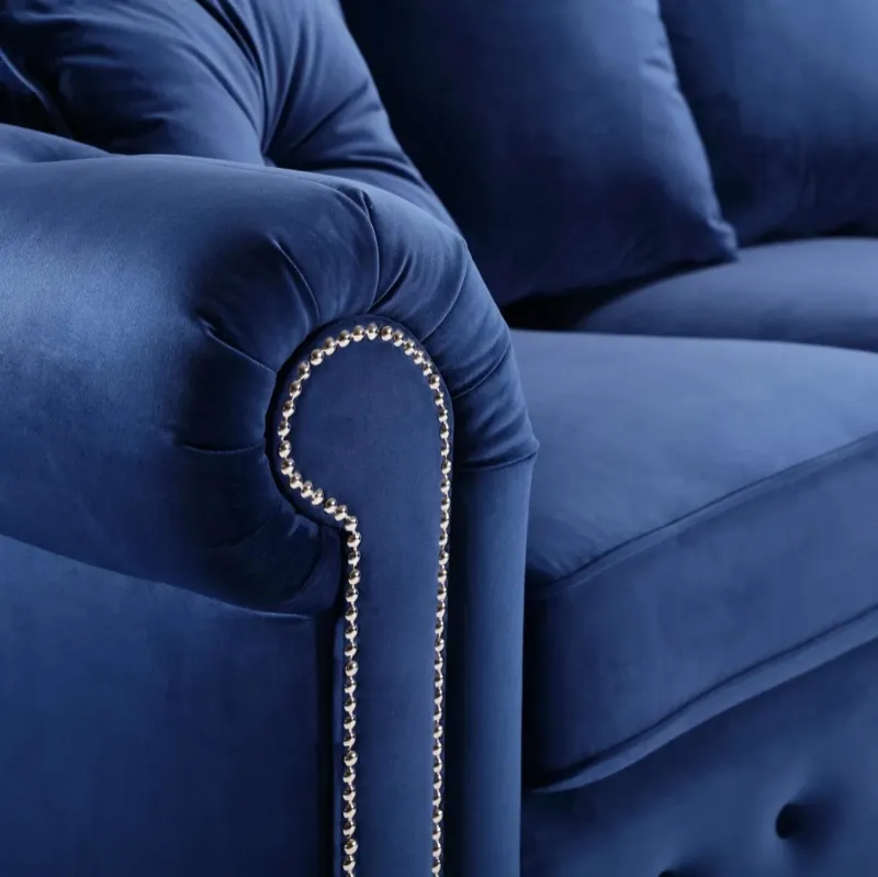 Ashwin Blue 2C2 Corner Sofa Sectional Couch l-Shape Sofa Suite