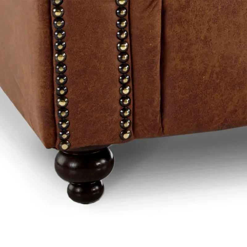 Oakland Suede Leather Brown 2c2 Corner Sofa~ Chesterfield Couch