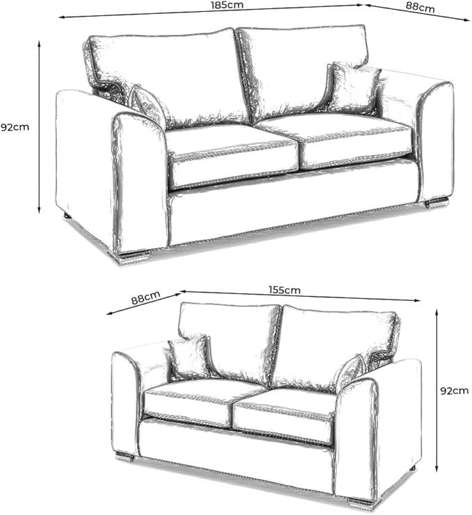 Plush Velvet 3+2 Settee Sofa Set || Dylan 2 Seater & 3 Seater