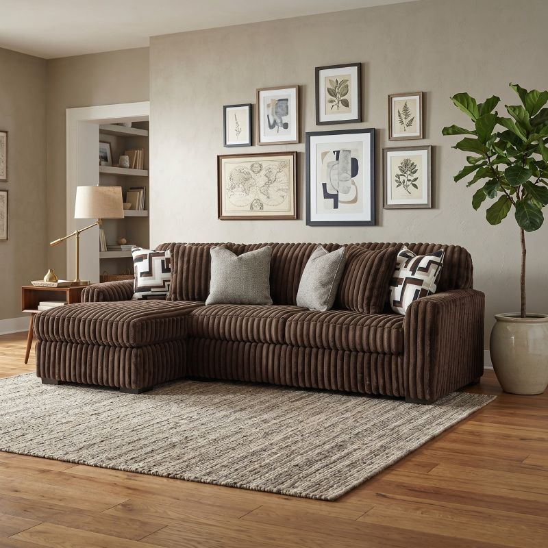 Chocolate Brown Corner Sofa Modern Stupendous Premium Cord Couch Left & Right Hand