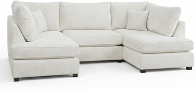 Mini U-Shape Corner Sectional Sofa with Moveable Footstool Comfortable 6/7Settee