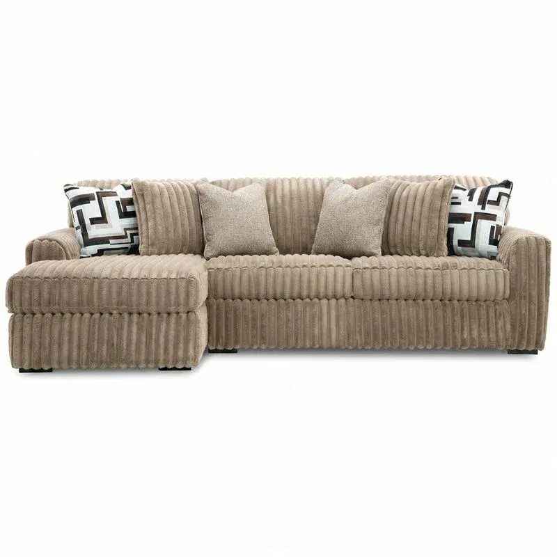 Stupendous 2 Piece Sectional Sofa with Chaise -Beige