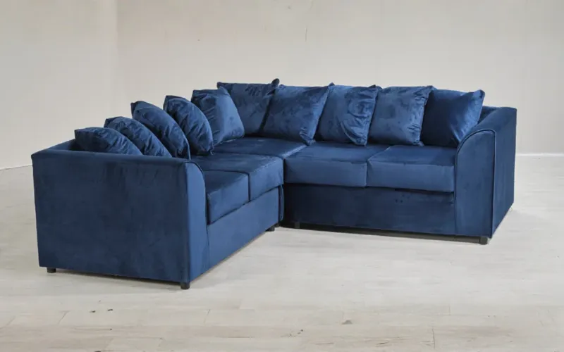 Luxury Blue 2C2 Modular Corner Sofa 5 Seater L Shape Contemporary Design