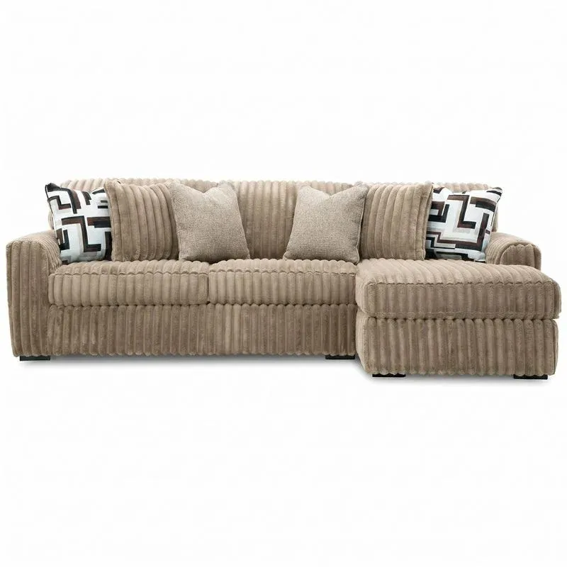 Stupendous 2 Piece Sectional Sofa with Chaise -Beige