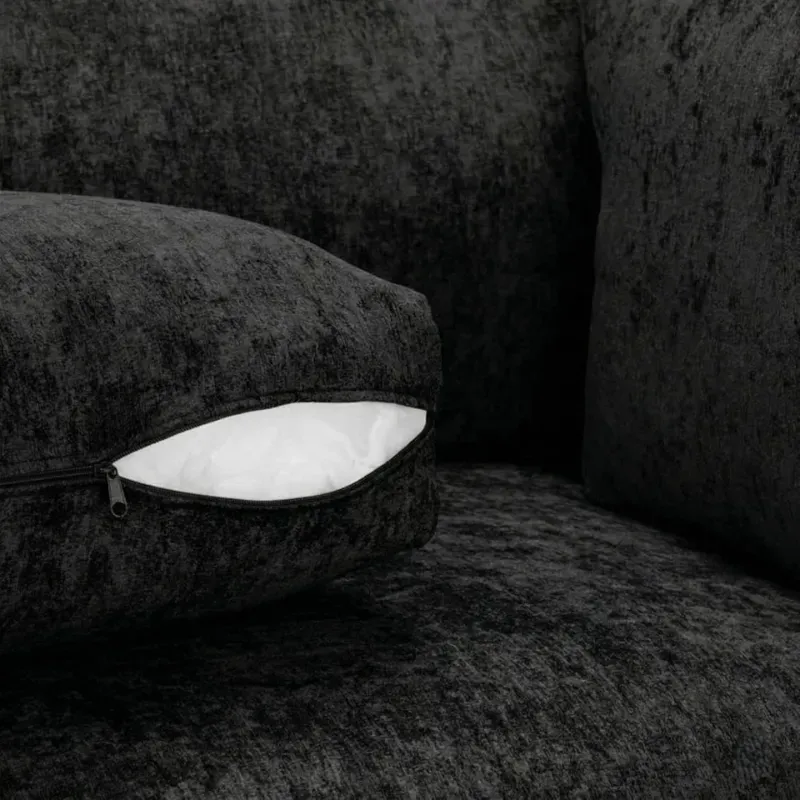 Chenille Black Bishop Large U-Shape Sofa