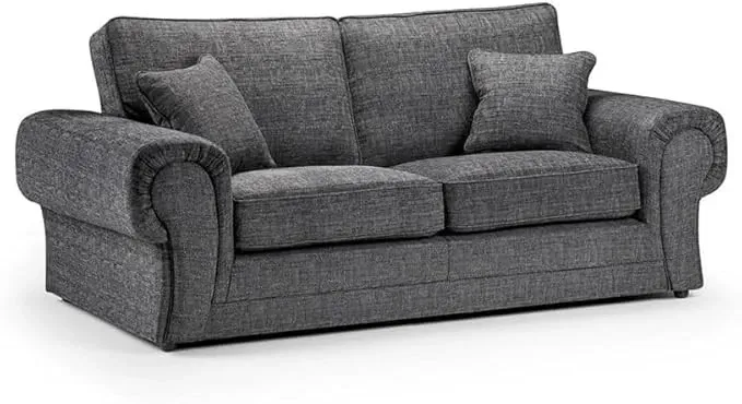 3 2 Seater Sofa Set Formal Back Comfy Chesterfield grey Large Footstool Chair