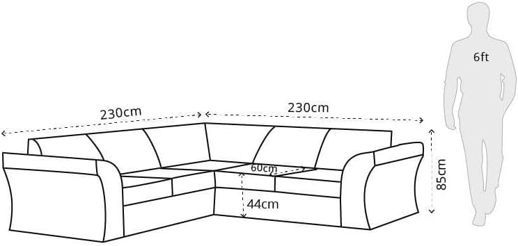 2C2 Corner Sofa –Black 5 Seater Crush Velvet Sectional Couch