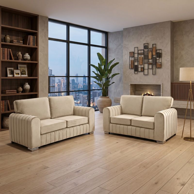Beige Neutral Lilly 3+2 Seater Sofa Suite 3 Seater 2 Seater couch