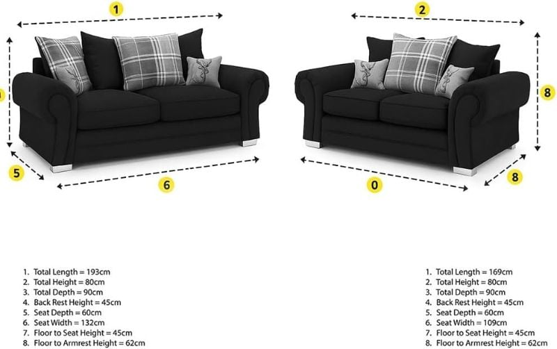 Modern Black Chesterfeld Set of 3 Seater & 2 Seater Verona 3+2 Suite  For living room