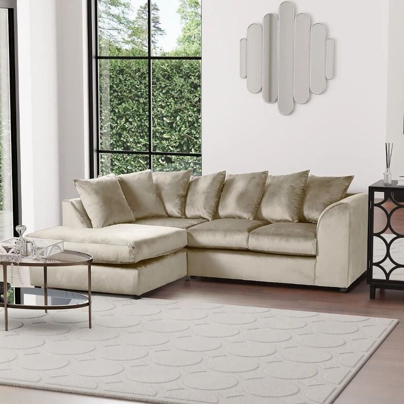 Brooklyn Plush Velvet Corner Sofa – Luxury 4 Seater L-Shape Sofa Suite with Premium Fiber Filled Cushions, Modern Deep Seating & Right or Left Hand Facing  for Living Rooms