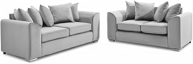 3 Seater 2 Seater Modern Sofa Suite Light Grey