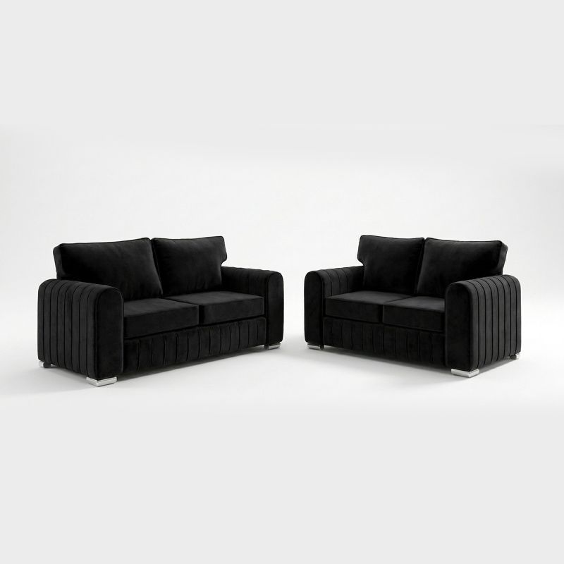 Lilly Sofa Set – 3+2 Seater | Luxury Plush Fabric | High Back Design | Black