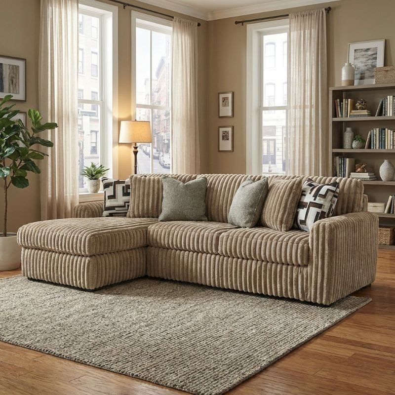 Stupendous 2 Piece Sectional Sofa with Chaise -Beige