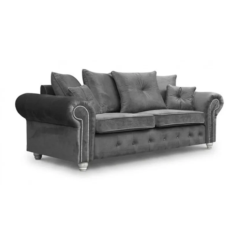 Ashwin Grey 3 Seater  Chesterfield Sofa