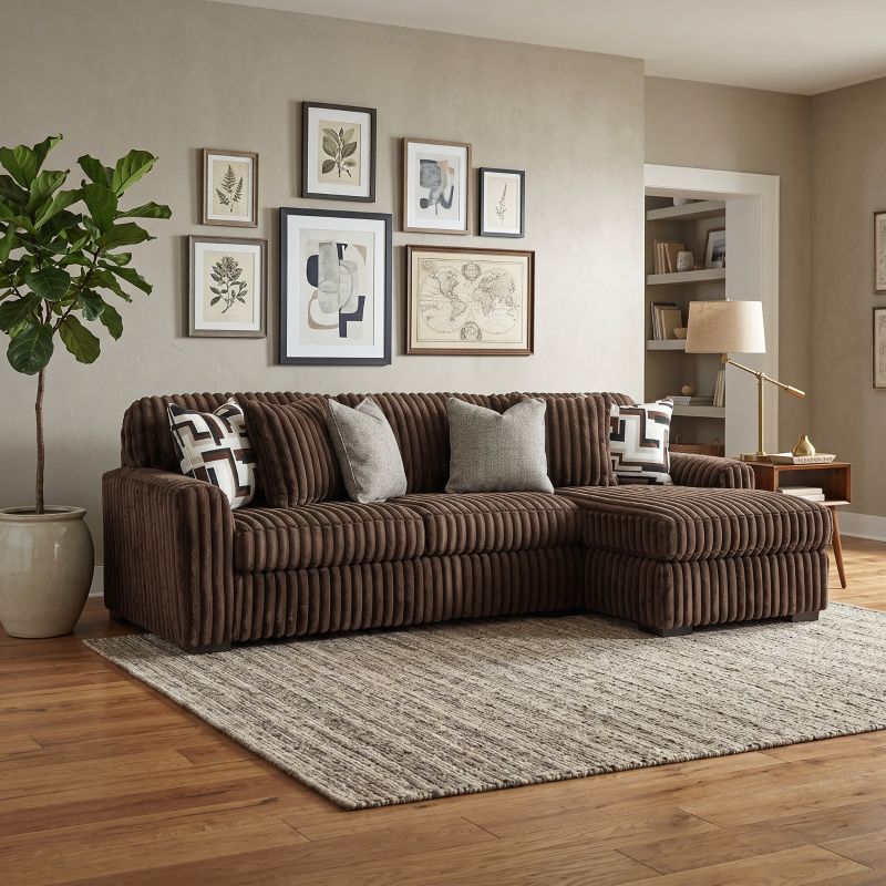 Chocolate Brown Corner Sofa Modern Stupendous Premium Cord Couch Left & Right Hand