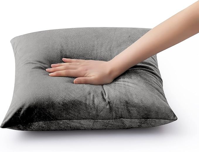 Pack of 1 2 3 4 Plush Velvet Cushion with Covers Light Grey Soft Sofa Pillows UK