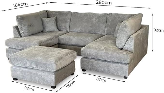 Carnaby Corner  U-Shape Sofa GREY Sectional Couch Sofa Bed
