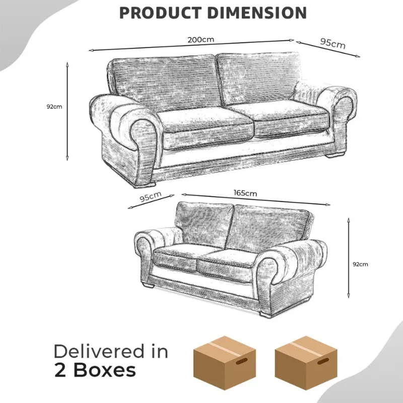 Beige 3 Seater 2 Seater Jumbo Cord Tango Sofa Suite