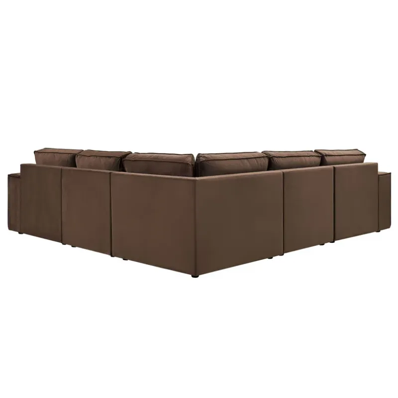 Chocolate Brown Velvet 5 Seater Corner Sofa with Reversible Chaise