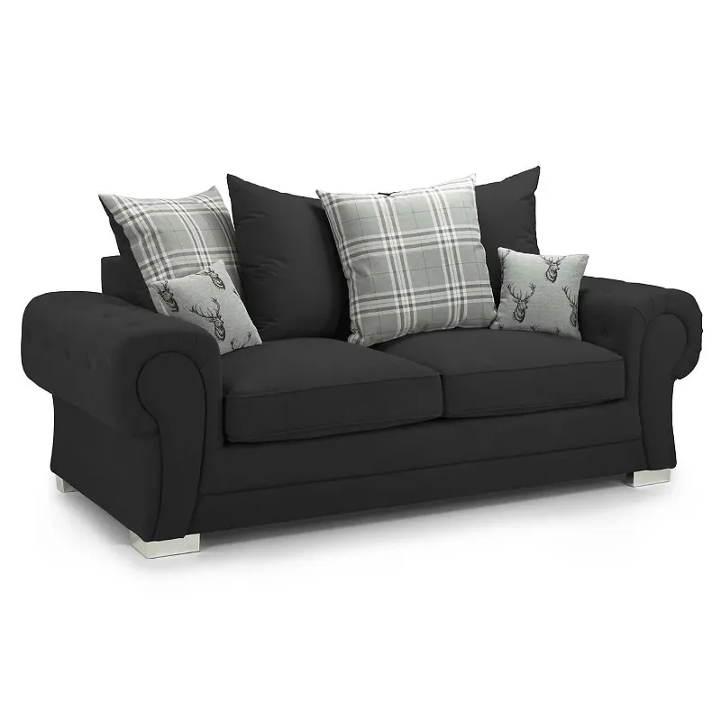Modern Black Chesterfeld Set of 3 Seater & 2 Seater Verona 3+2 Suite  For living room