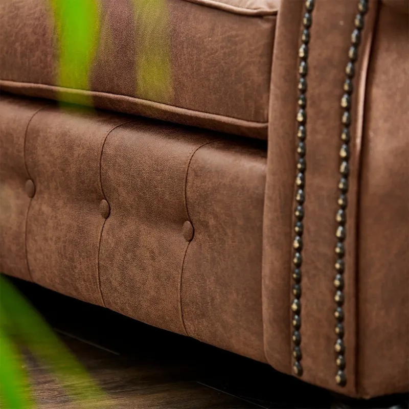 Oakland Suede Leather Brown 2c2 Corner Sofa~ Chesterfield Couch