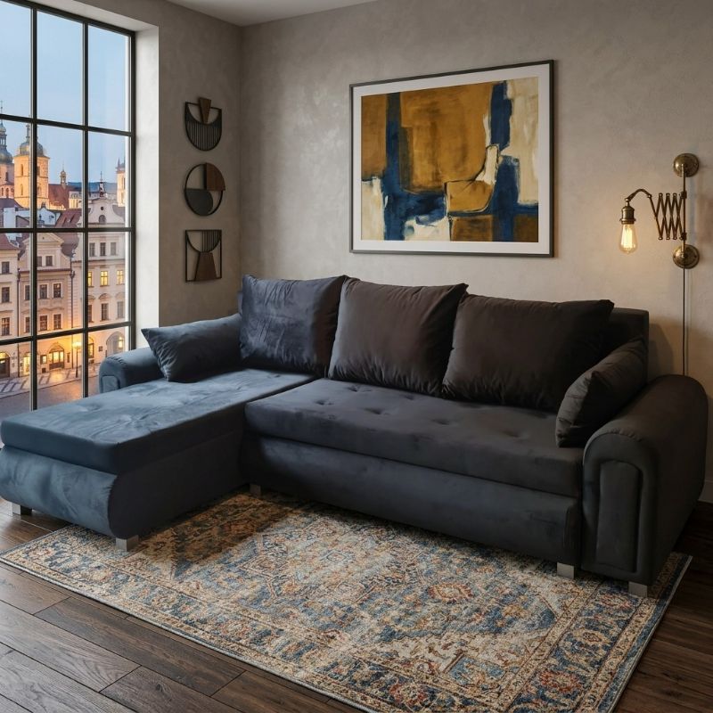 Berlin Corner Sofa Bed ~Pulled Out Bed || Corner Sofa