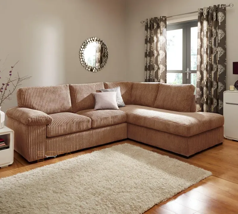 Amalfi Luxury L Shape 5 Seater Right / Left Hand Corner Sofa – Premium Jumbo Corduroy Fabric Modern Living Room Suite