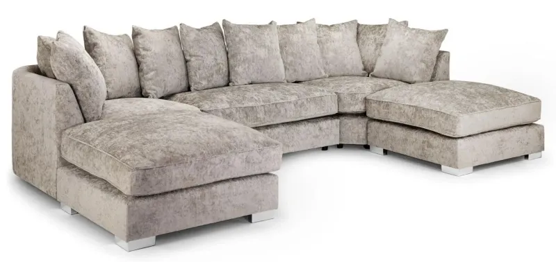 Luxury Modern Beige Alaska Large U Shape Corner Sofa with Moveable Footstool Sofa Set