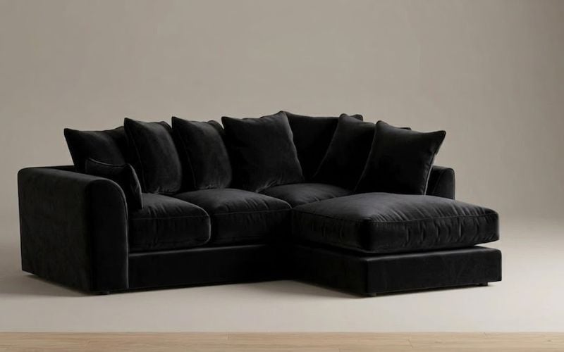 Brooklyn Plush Velvet Corner Sofa – Luxury 4 Seater L-Shape Sofa Suite with Premium Fiber Filled Cushions, Modern Deep Seating & Right or Left Hand Facing  for Living Rooms