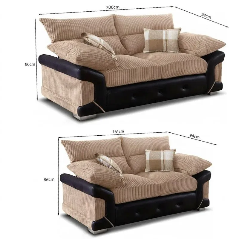 Logann 3+2 Sofa,  Beige  3 and 2 Seater Sofa Suite - Contemporary Lounge Sofa Set