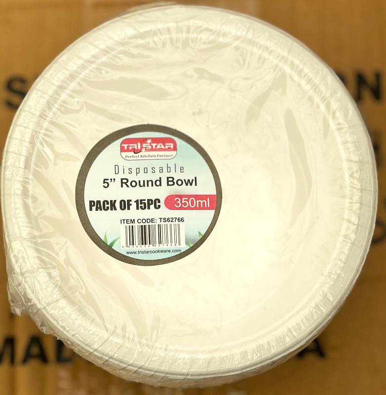 KW PAPER DISPOSIBLE BOWL 5'' TRISTAR (15 PC*1)