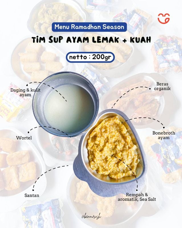 Nasi tim sup ayam probiotik lemak+kuah