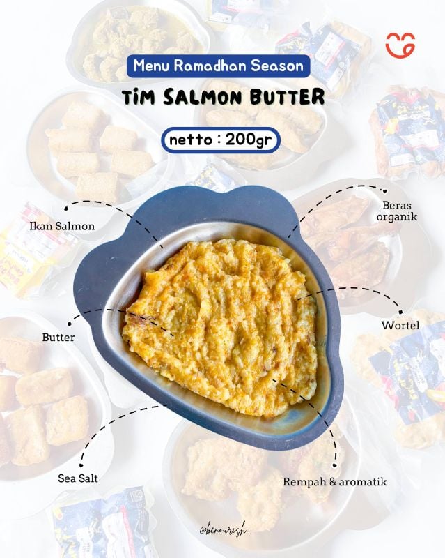 Nasi tim salmon butter