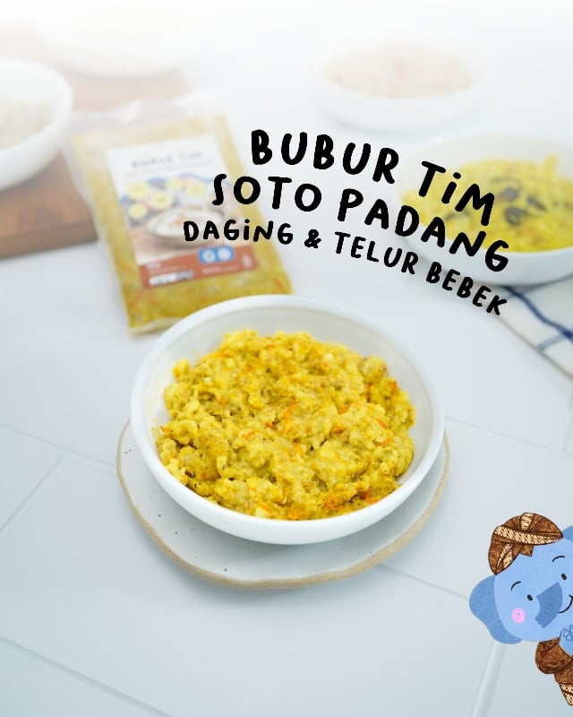 Bubur tim soto padang daging dan telur bebek (Kedai mpasi)