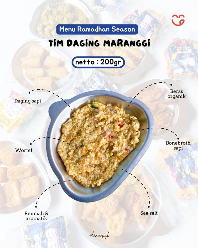 Nasi tim daging grassfed maranggi