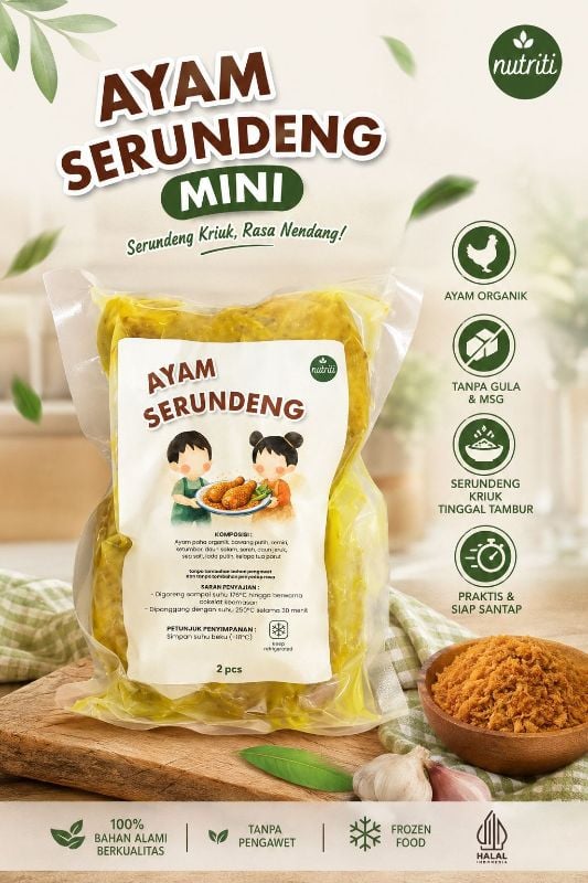 Ayam paha organik serundeng