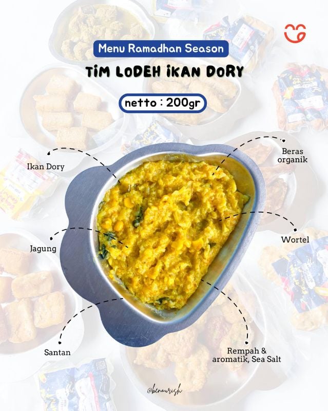 Nasi tim lodeh ikan dori