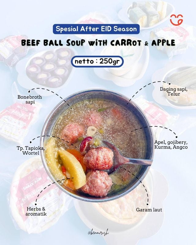 Beef grassfed ball soup with carrot & apple