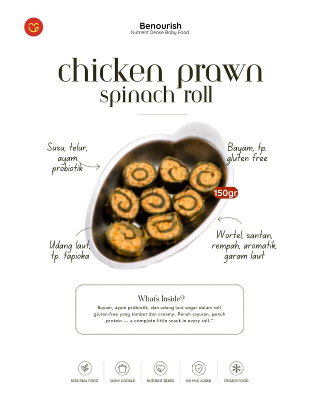 Chicken prawn spinach roll