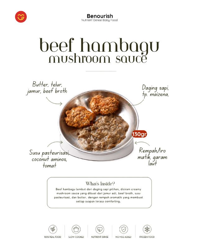 Beef hambagu mushroom souce