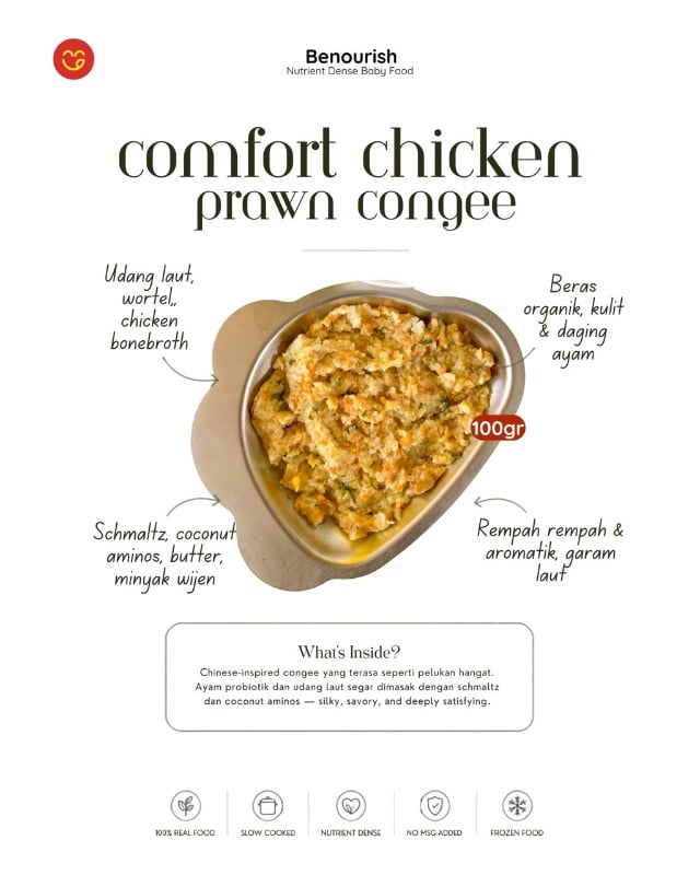 Tim comfort chicken probiotik & prawn congee (benourish)