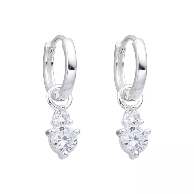 Argollas 10mm. con dije con cristales -
Plata 925