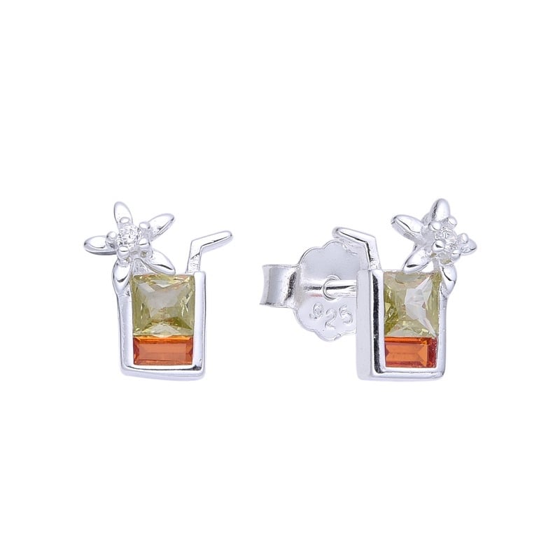 Aros tragos con cristales de colores - Plata 925